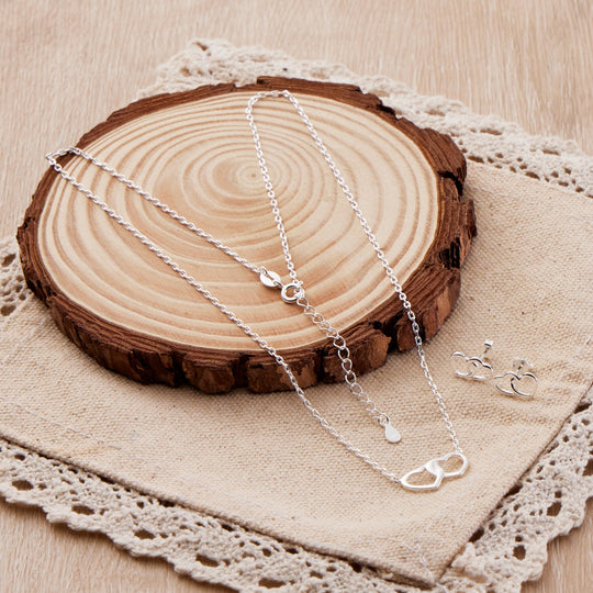 Sterling Silver Heart Link Set - Philip Jones Jewellery