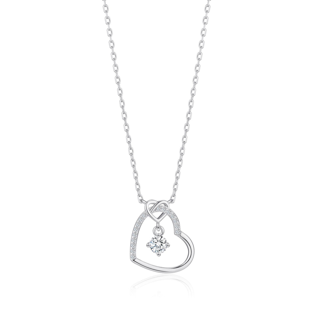 Sterling Silver Heart Necklace Created with Zircondia® Crystals - Philip Jones Jewellery