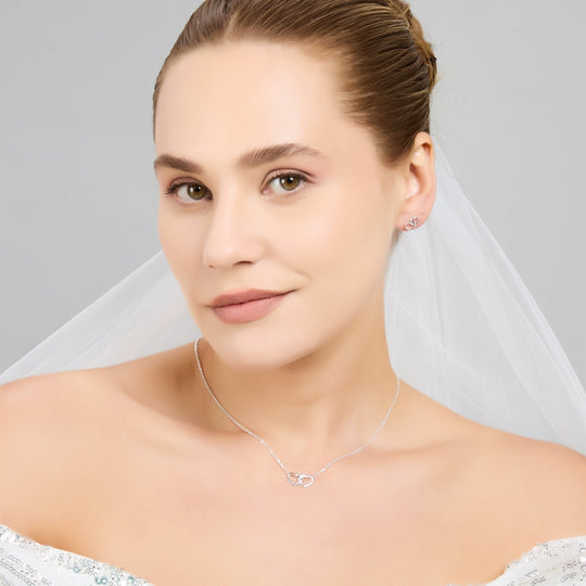 Sterling Silver I Couldn't Say I Do Without You Bridal Heart Link Set - Philip Jones Jewellery