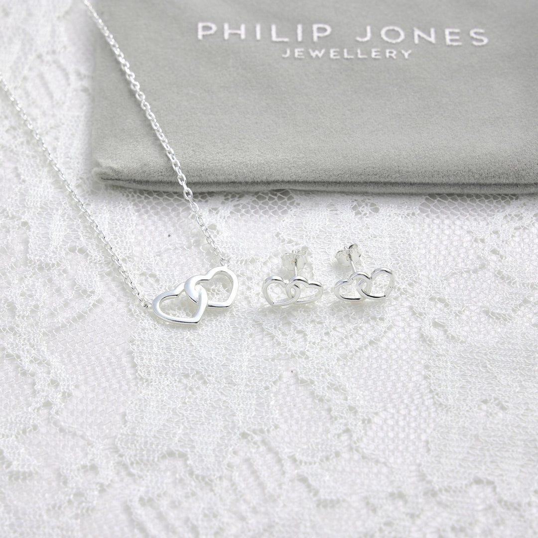 Sterling Silver I Couldn't Say I Do Without You Bridal Heart Link Set - Philip Jones Jewellery