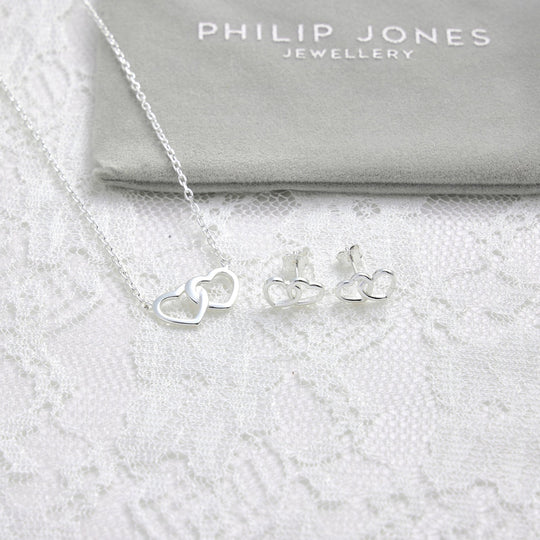 Sterling Silver I Couldn't Say I Do Without You Bridal Heart Link Set - Philip Jones Jewellery