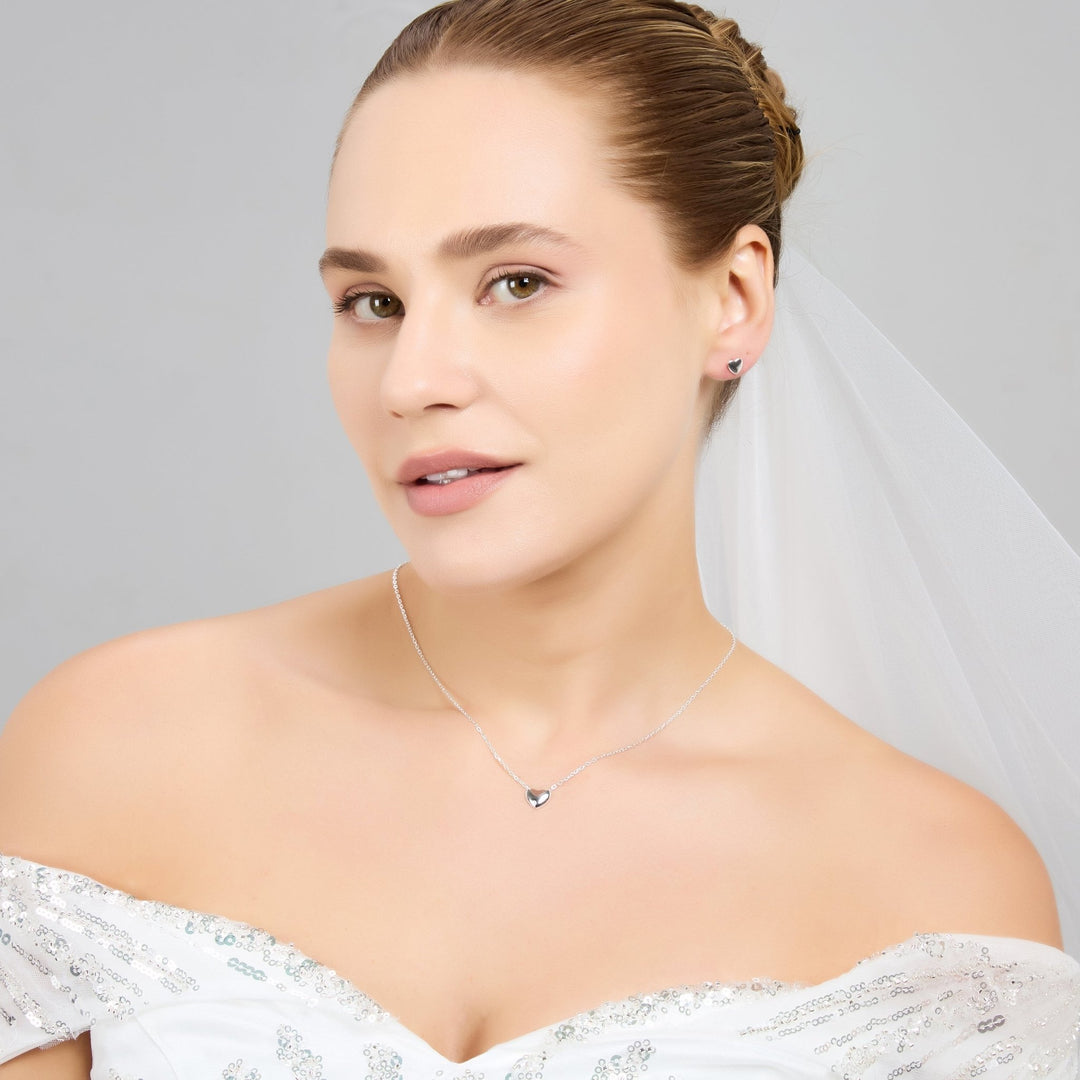 Sterling Silver I Couldn't Say I Do Without You Bridal Heart Set - Philip Jones Jewellery