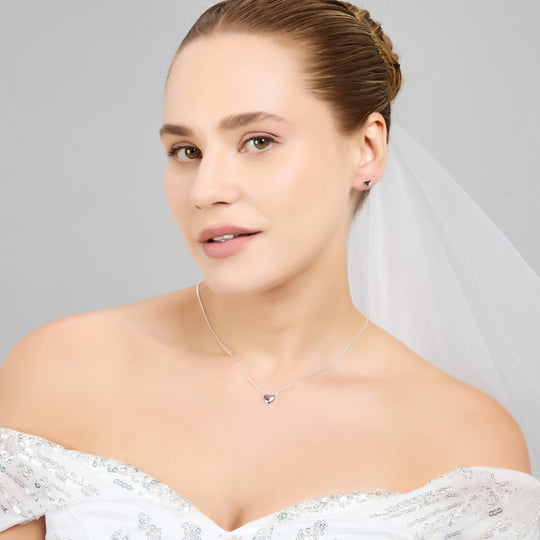 Sterling Silver I Couldn't Say I Do Without You Bridal Heart Set - Philip Jones Jewellery