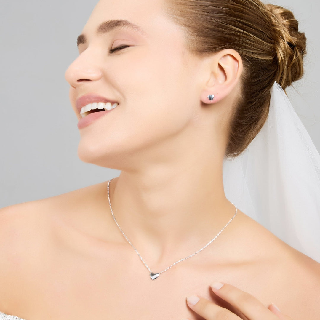 Sterling Silver I Couldn't Say I Do Without You Bridal Heart Set - Philip Jones Jewellery
