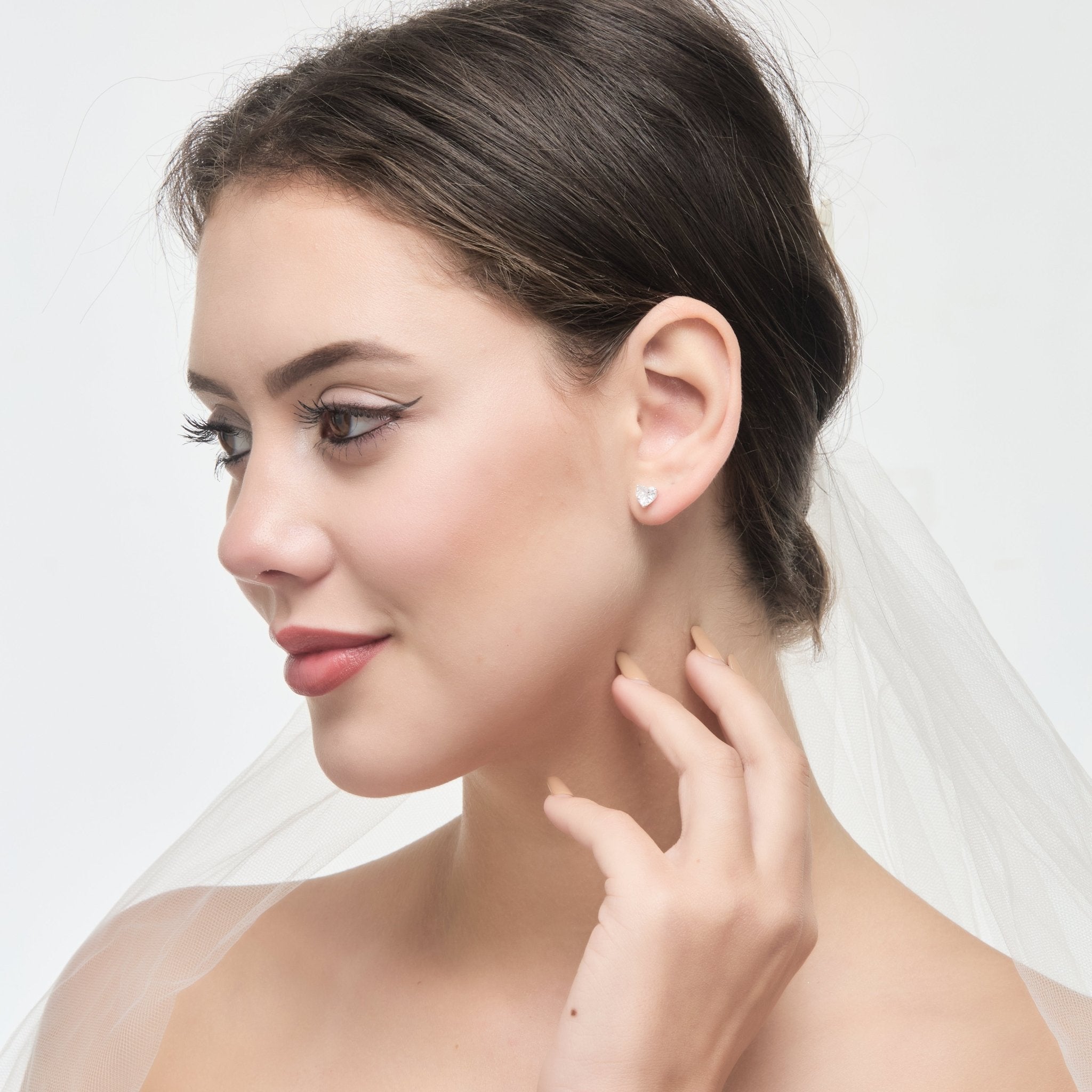 Sterling Silver I Couldn't Say I Do Without You Heart Earrings with Zircondia® Crystals - Philip Jones Jewellery
