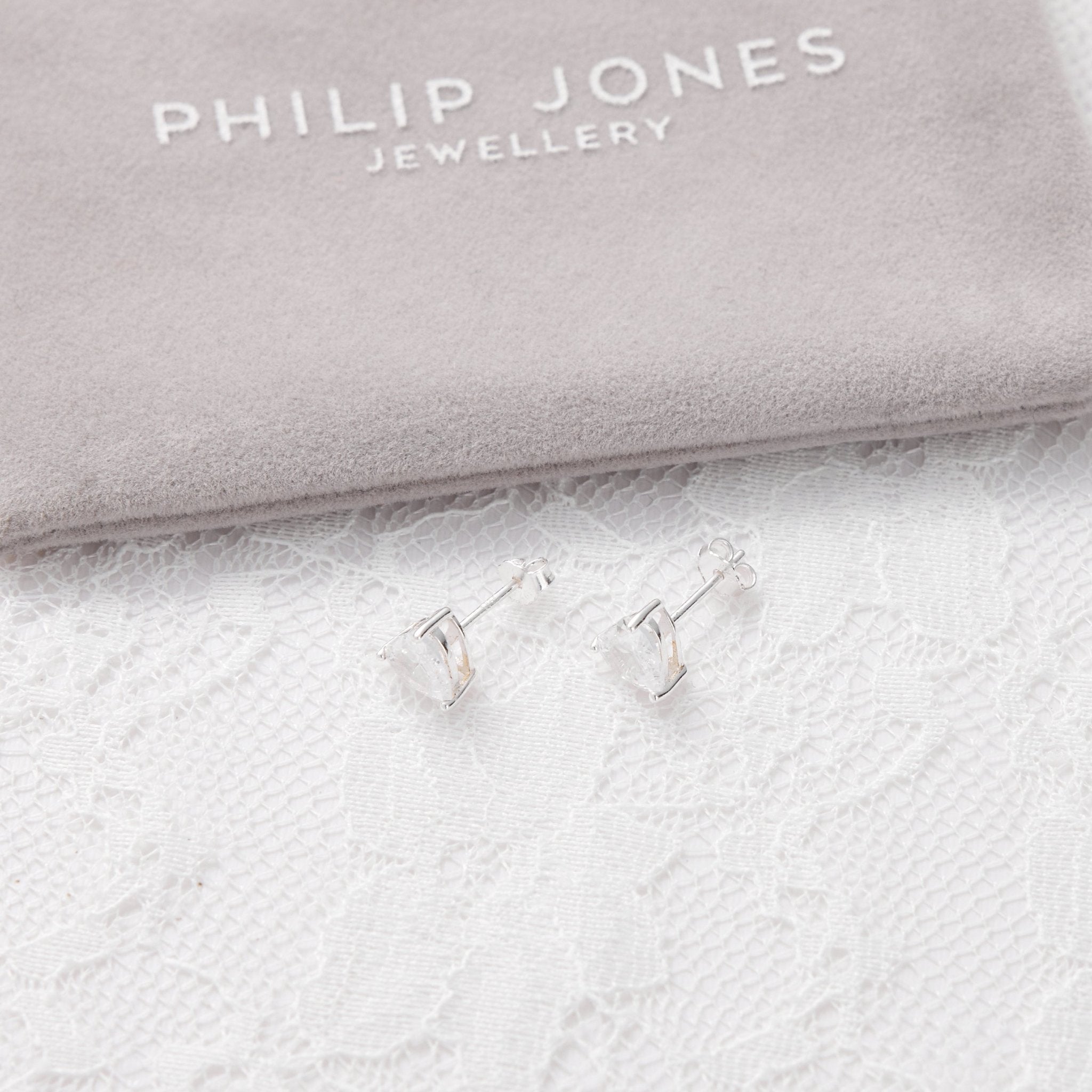 Sterling Silver I Couldn't Say I Do Without You Heart Earrings with Zircondia® Crystals - Philip Jones Jewellery