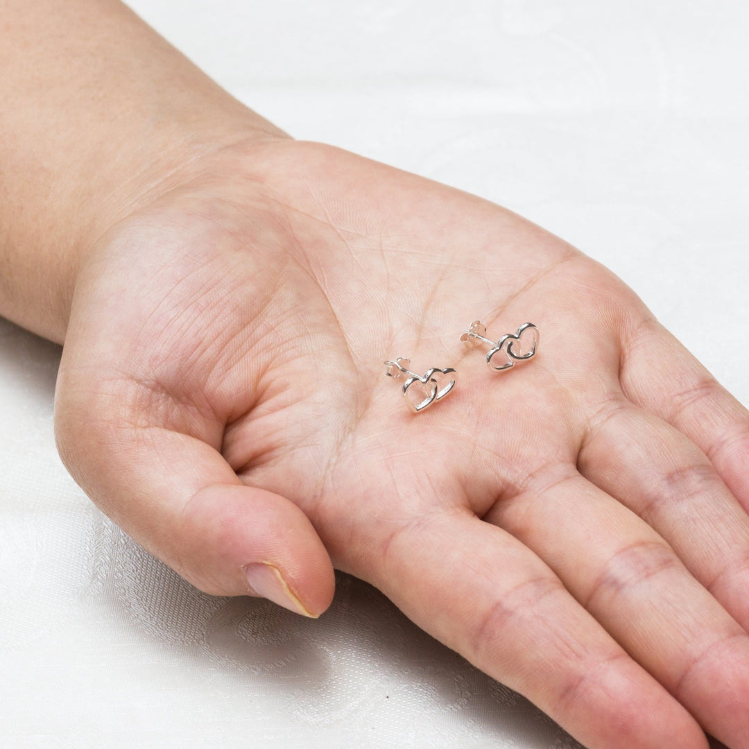 Sterling Silver I Couldn't Say I Do Without You Heart Link Earrings - Philip Jones Jewellery