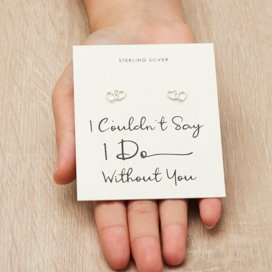 Sterling Silver I Couldn't Say I Do Without You Heart Link Earrings - Philip Jones Jewellery