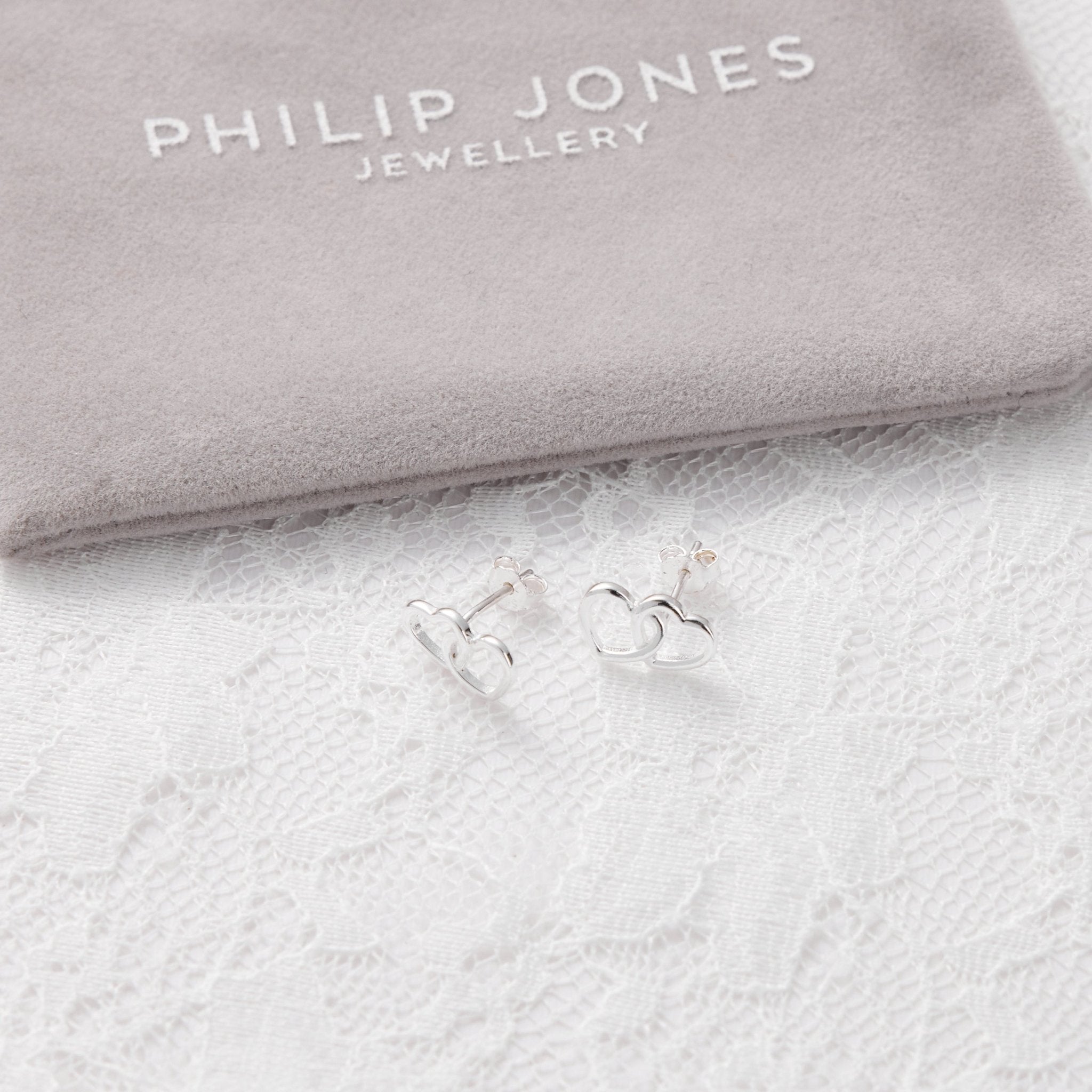 Sterling Silver I Couldn't Say I Do Without You Heart Link Earrings - Philip Jones Jewellery