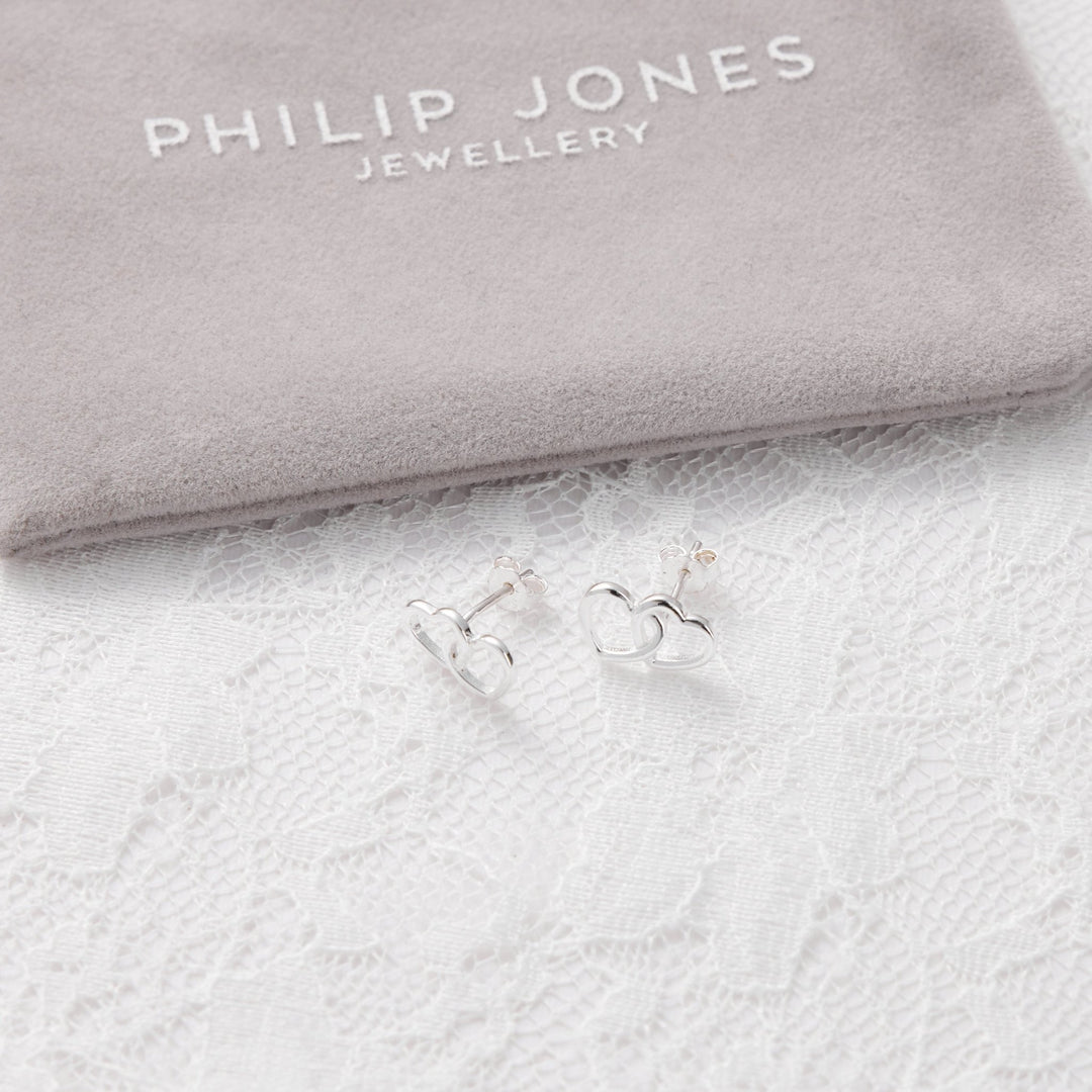 Sterling Silver I Couldn't Say I Do Without You Heart Link Earrings - Philip Jones Jewellery