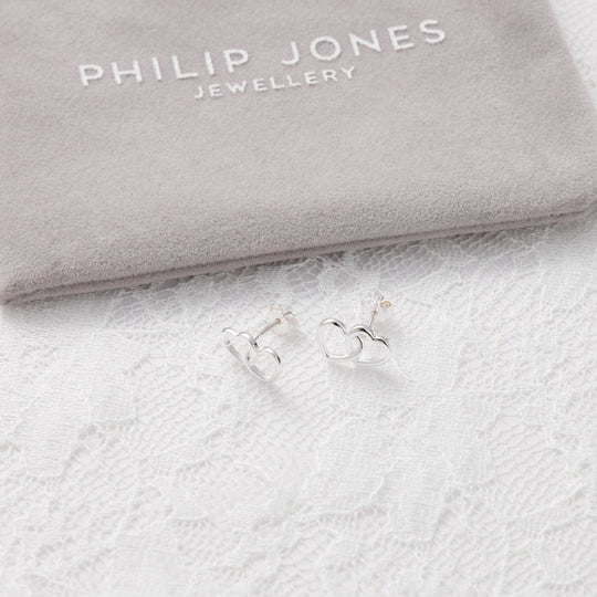 Sterling Silver I Couldn't Say I Do Without You Heart Link Earrings - Philip Jones Jewellery