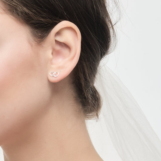 Sterling Silver I Couldn't Say I Do Without You Heart Link Earrings - Philip Jones Jewellery