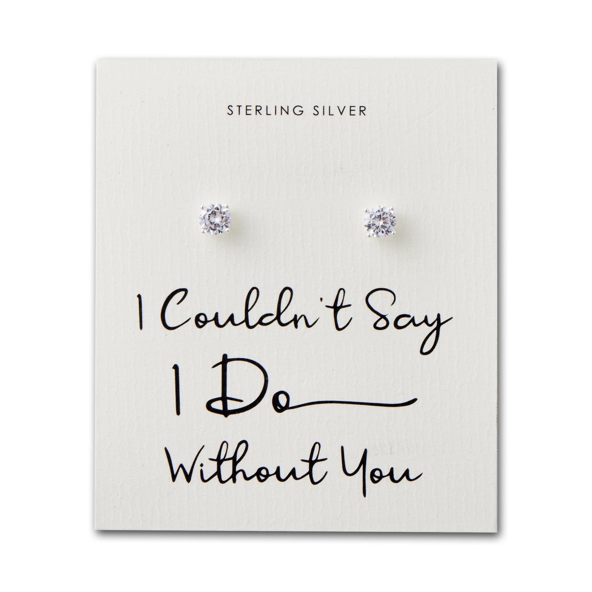 Sterling Silver I Couldn't Say I Do Without You Solitaire Crystal Earrings - Philip Jones Jewellery