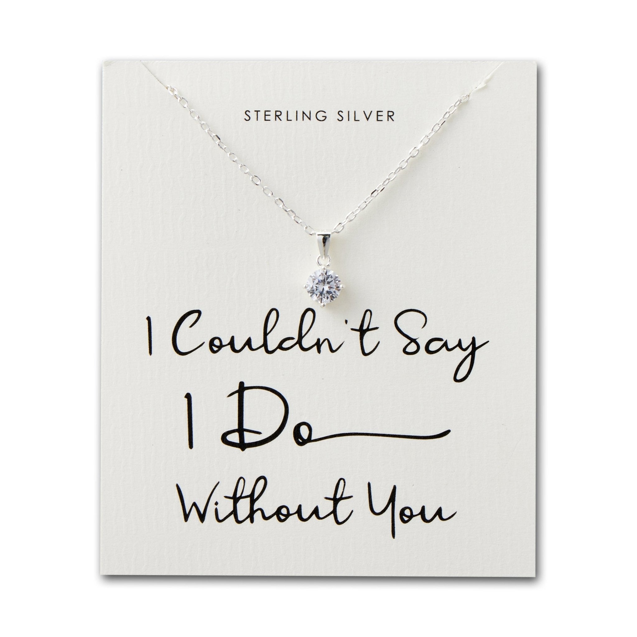 Sterling Silver I Couldn't Say I Do Without You Solitaire Crystal Necklace - Philip Jones Jewellery