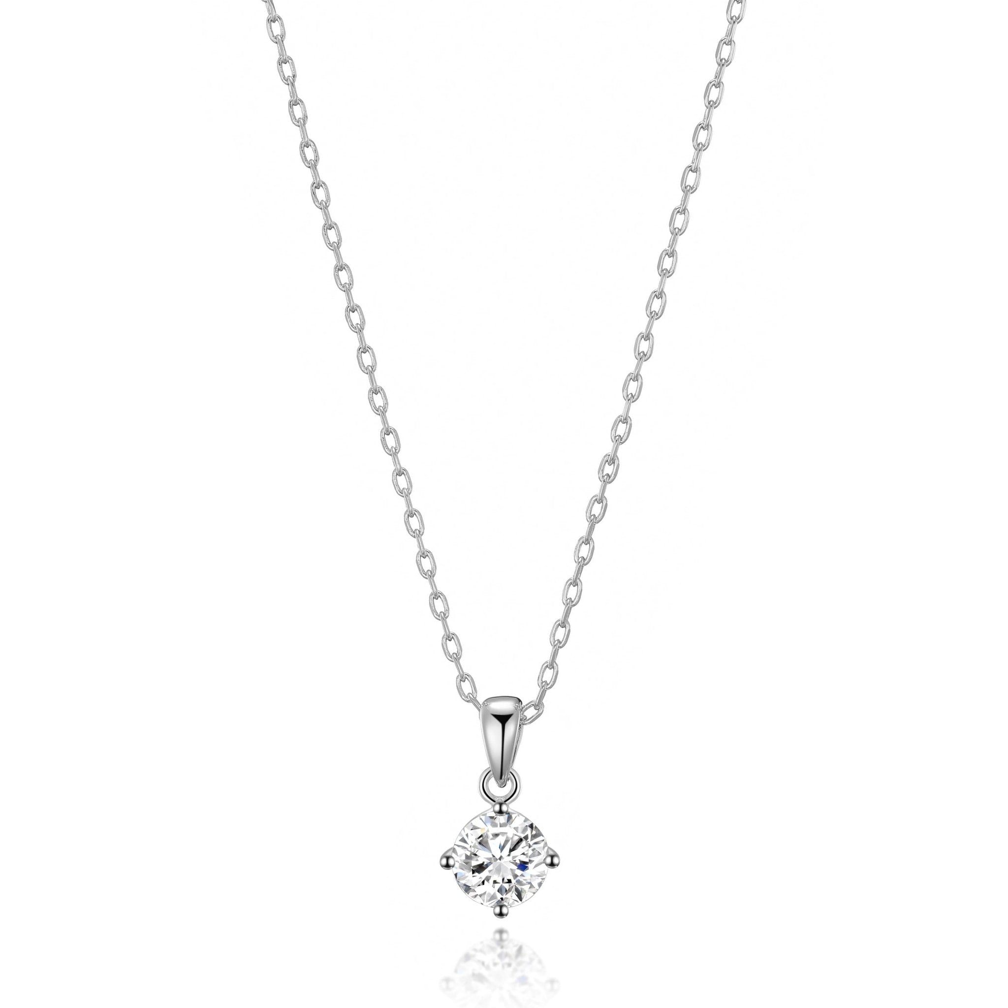 Sterling Silver I Couldn't Say I Do Without You Solitaire Crystal Necklace - Philip Jones Jewellery