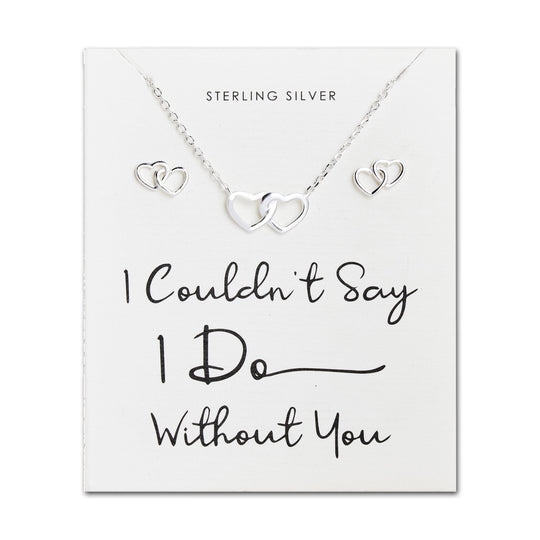 Sterling Silver I Couldn't Say I Do Without You Wedding Heart Link Set - Philip Jones Jewellery