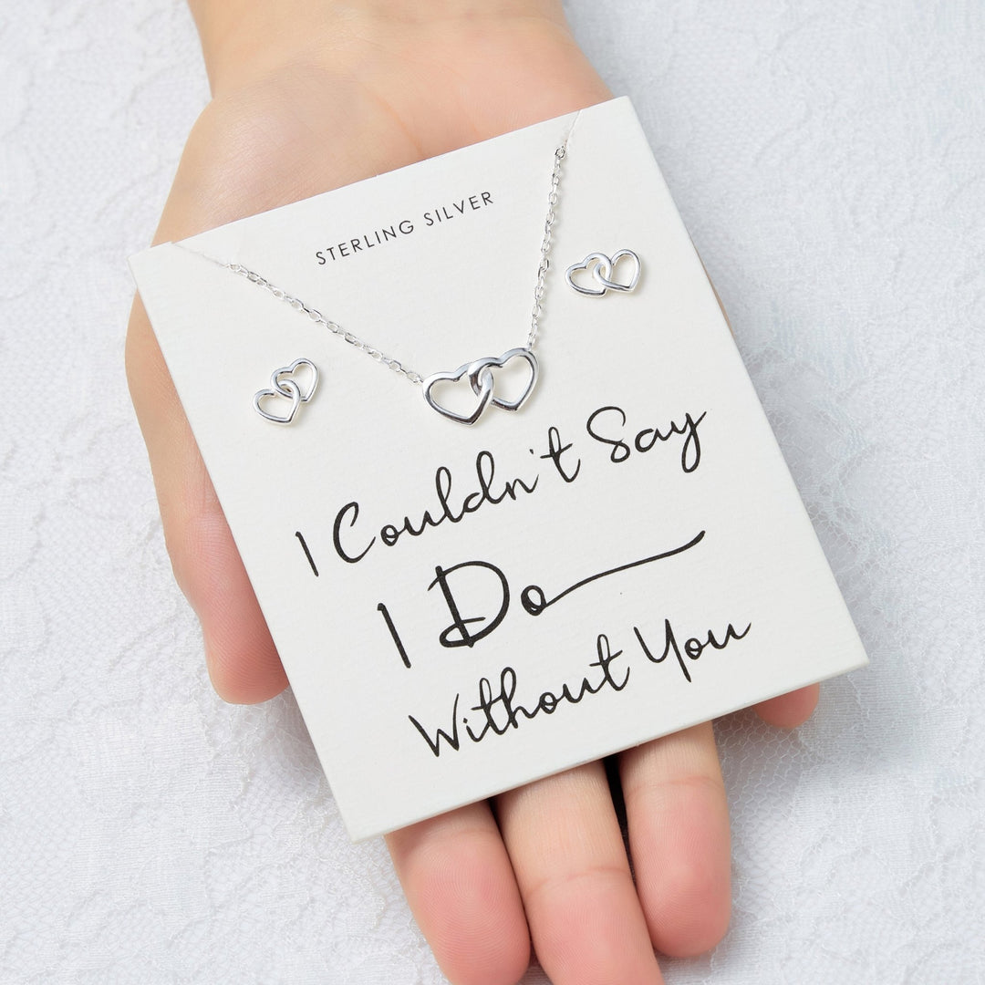 Sterling Silver I Couldn't Say I Do Without You Wedding Heart Link Set - Philip Jones Jewellery