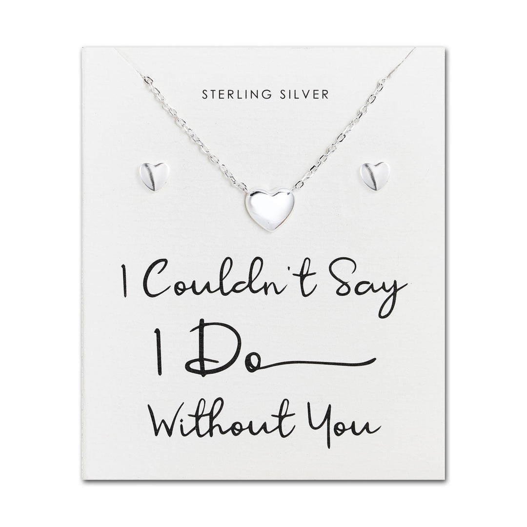 Sterling Silver I Couldn't Say I Do Without You Wedding Heart Set - Philip Jones Jewellery