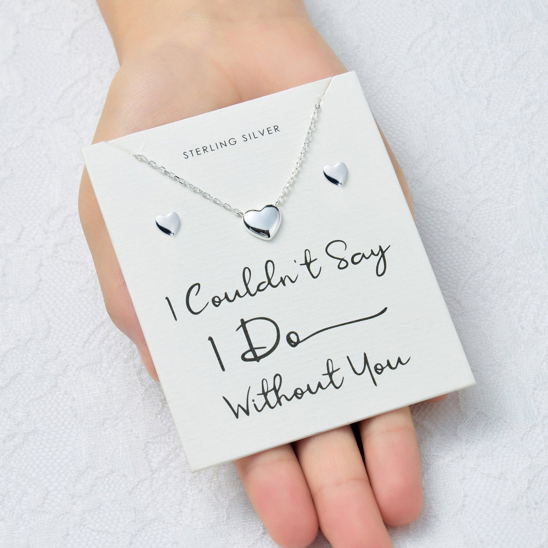 Sterling Silver I Couldn't Say I Do Without You Wedding Heart Set - Philip Jones Jewellery
