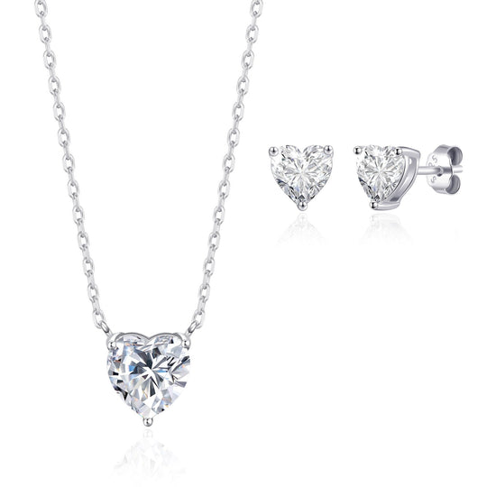 Sterling Silver I Couldn't Say I Do Without You Wedding Heart Solitaire Set Created with Zircondia® Crystals - Philip Jones Jewellery