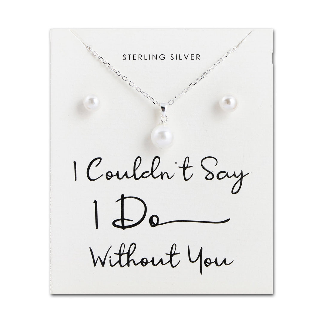 Sterling Silver I Couldn't Say I Do Without You Wedding Shell Pearl Set - Philip Jones Jewellery