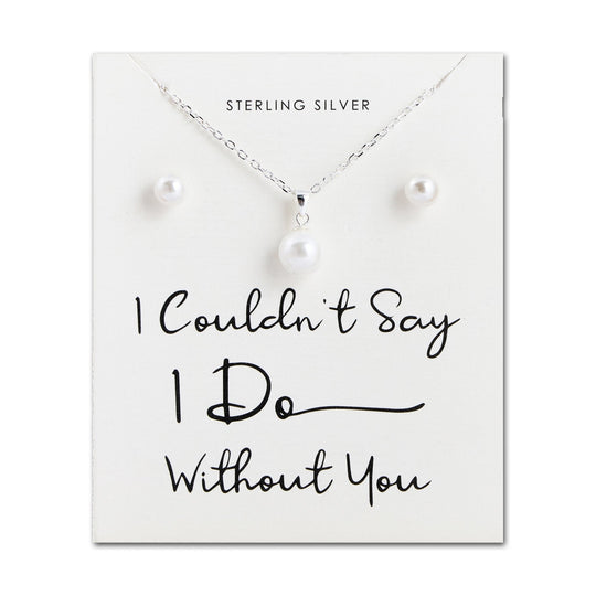 Sterling Silver I Couldn't Say I Do Without You Wedding Shell Pearl Set - Philip Jones Jewellery