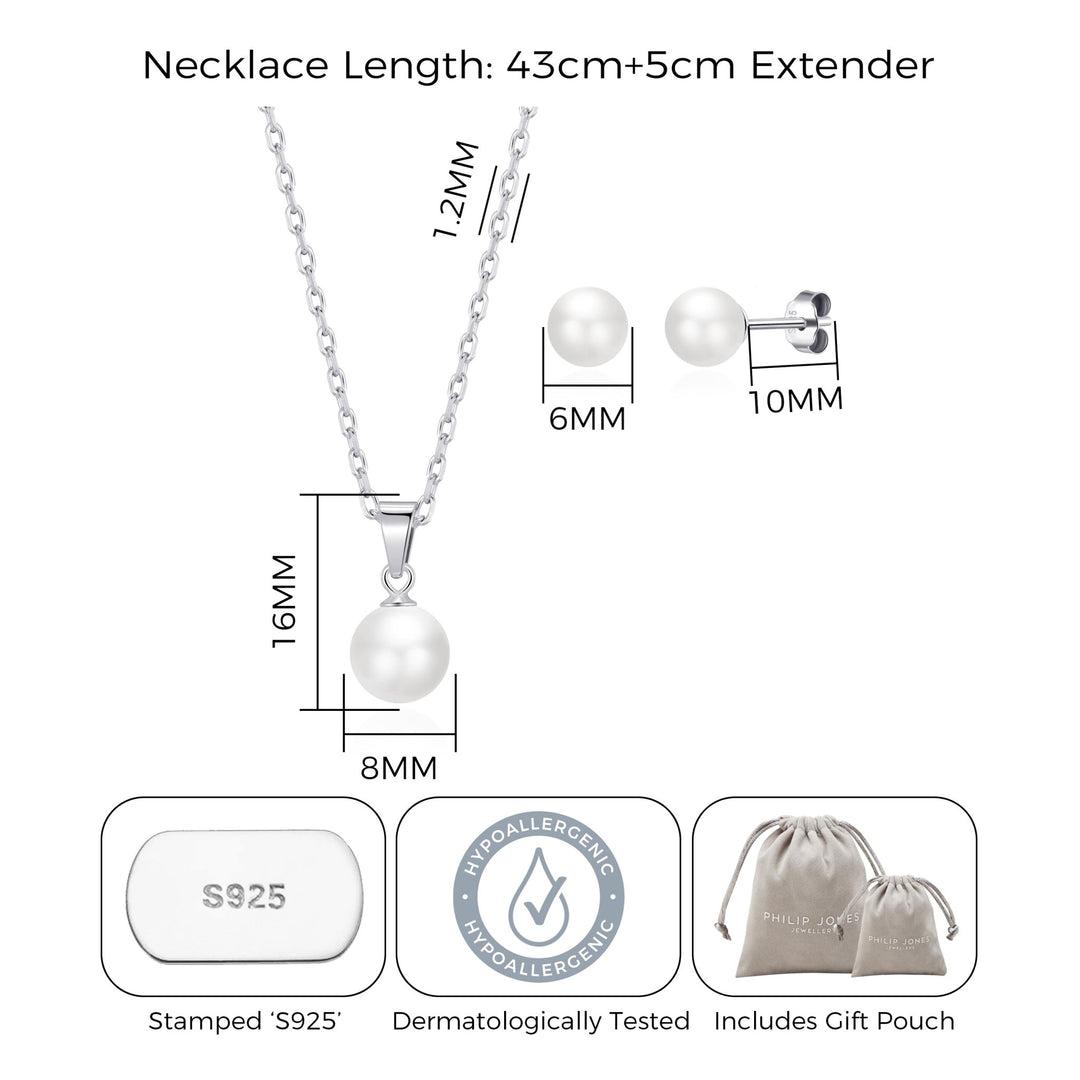 Sterling Silver I Couldn't Say I Do Without You Wedding Shell Pearl Set - Philip Jones Jewellery