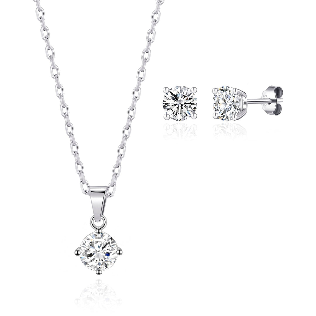 Sterling Silver I Couldn't Say I Do Without You Wedding Solitaire Set Created with Zircondia® Crystals - Philip Jones Jewellery