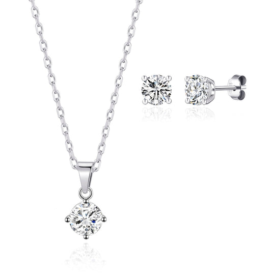 Sterling Silver I Couldn't Say I Do Without You Wedding Solitaire Set Created with Zircondia® Crystals - Philip Jones Jewellery