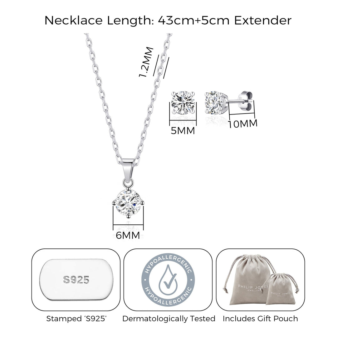 Sterling Silver I Couldn't Say I Do Without You Wedding Solitaire Set Created with Zircondia® Crystals - Philip Jones Jewellery