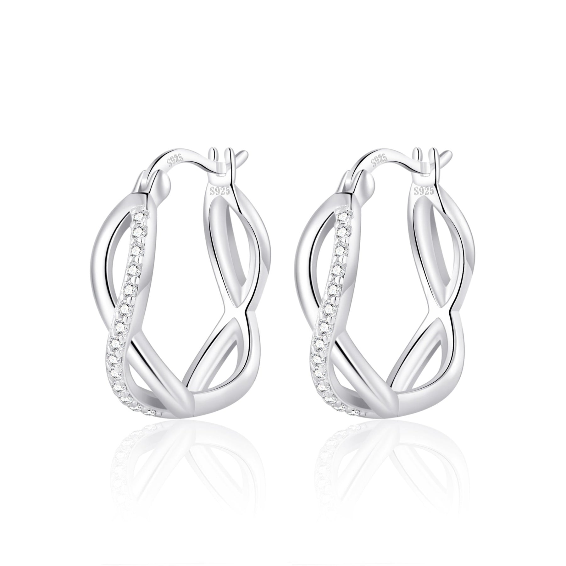 Philip Jones Silver Plated Hoop Earrings for Women 7 sterling silver infinity crystal hoop earrings created with zircondia crystals 242650