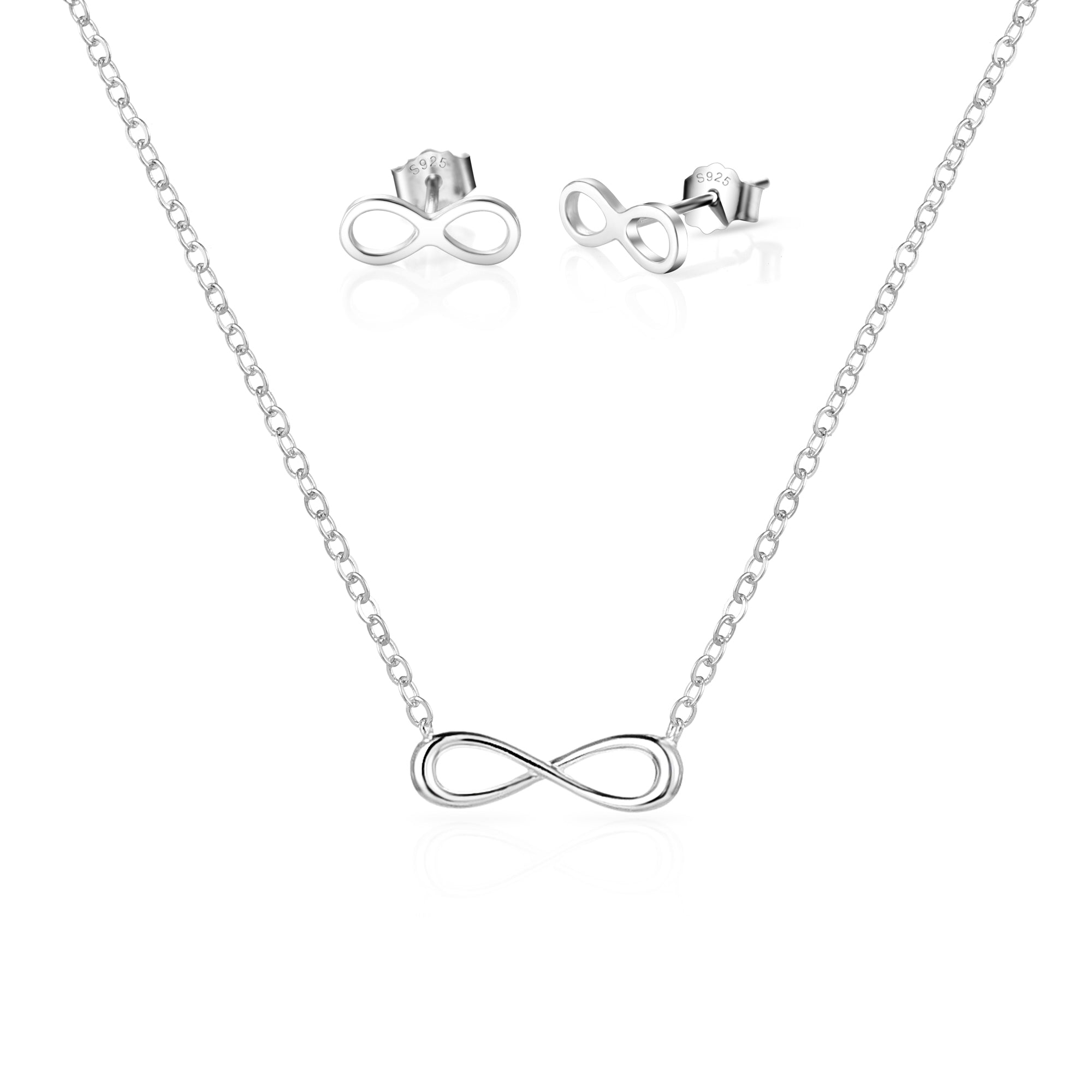 Sterling Silver Infinity Friendship Quote Set - Philip Jones Jewellery