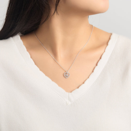 Sterling Silver Infinity Heart Necklace Created with Zircondia® Crystals - Philip Jones Jewellery