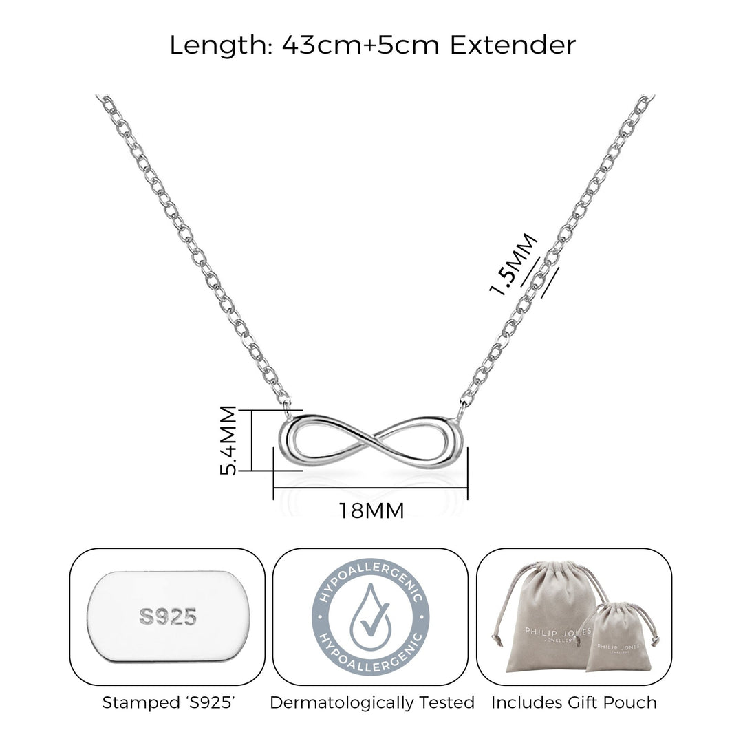 Sterling Silver Infinity Necklace - Philip Jones Jewellery
