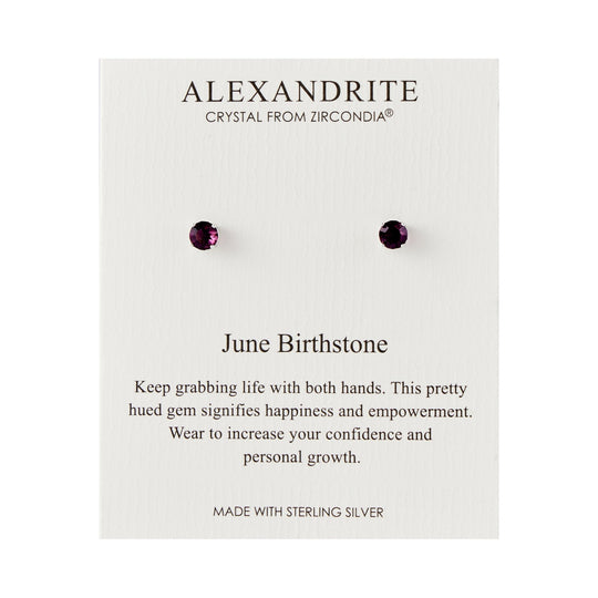 Sterling Silver June (Alexandrite) Birthstone Earrings Created with Zircondia® Crystals - Philip Jones Jewellery