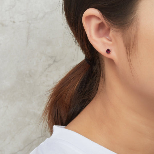 Sterling Silver June (Alexandrite) Birthstone Earrings Created with Zircondia® Crystals - Philip Jones Jewellery