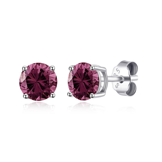 Sterling Silver June (Alexandrite) Birthstone Earrings Created with Zircondia® Crystals - Philip Jones Jewellery