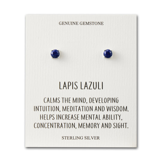 Sterling Silver Lapis Gemstone Earrings with Quote Card - Philip Jones Jewellery