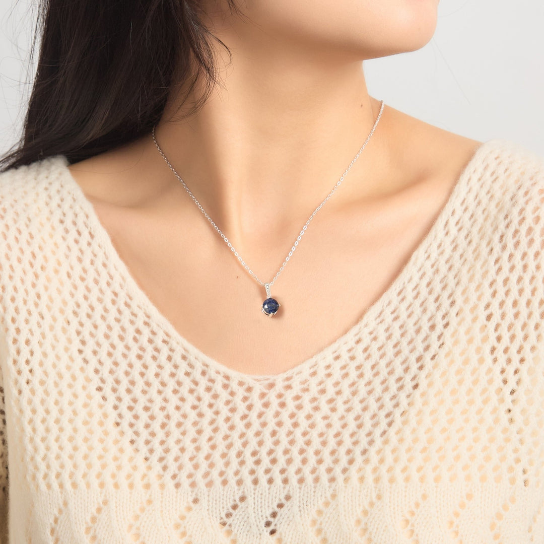 Sterling Silver Lapis Gemstone Necklace - Philip Jones Jewellery