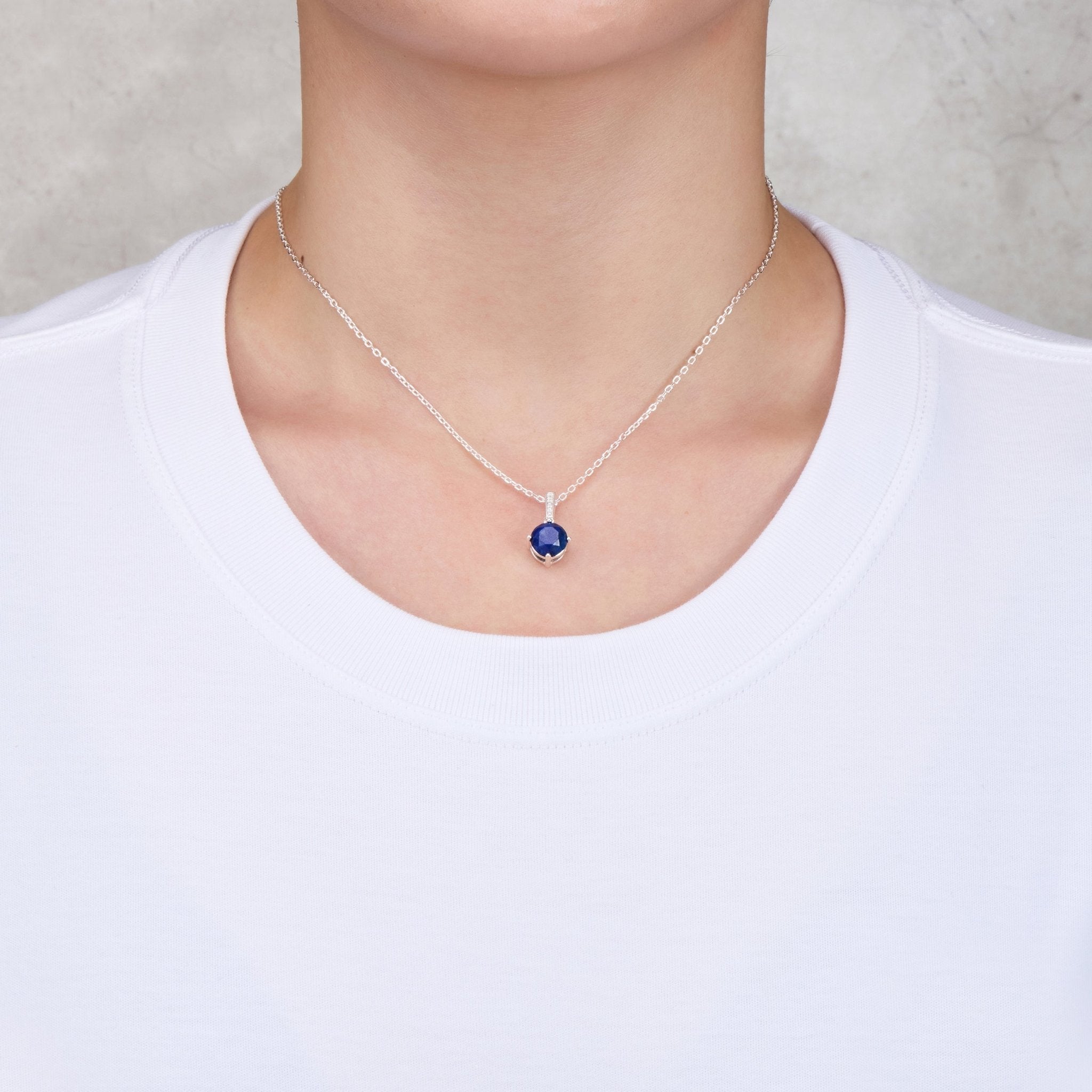 Sterling Silver Lapis Gemstone Necklace - Philip Jones Jewellery