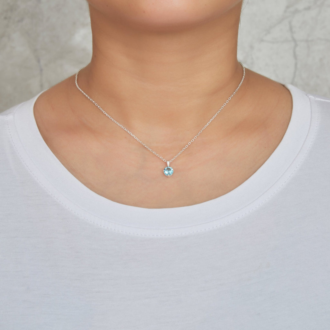 Sterling Silver Light Blue Necklace Created with Zircondia® Crystals - Philip Jones Jewellery