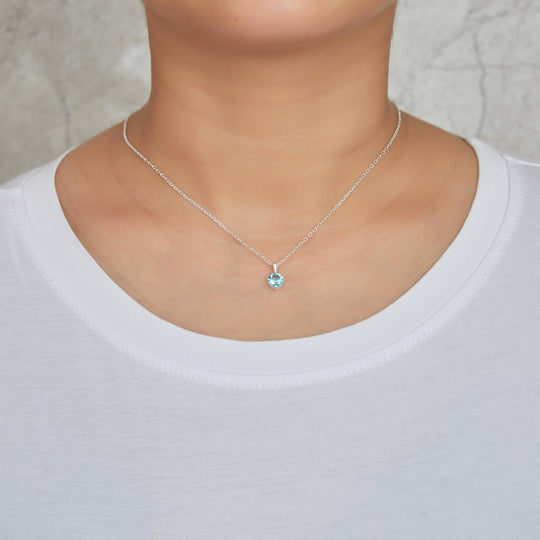 Sterling Silver Light Blue Necklace Created with Zircondia® Crystals - Philip Jones Jewellery