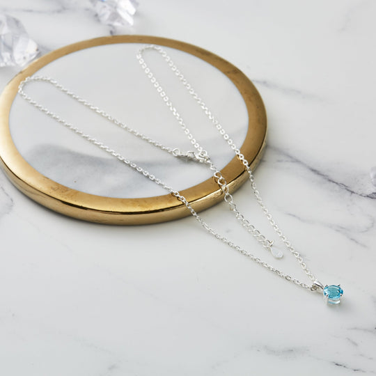 Sterling Silver Light Blue Necklace Created with Zircondia® Crystals - Philip Jones Jewellery