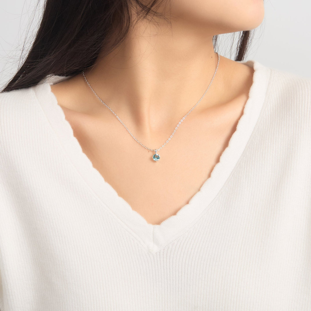Sterling Silver Light Blue Necklace Created with Zircondia® Crystals - Philip Jones Jewellery