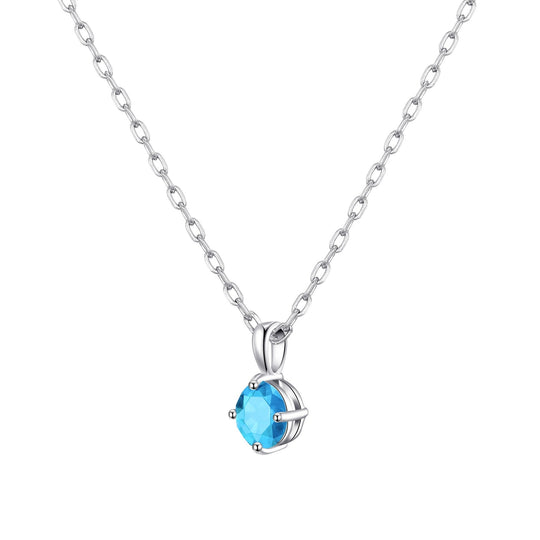 Sterling Silver Light Blue Necklace Created with Zircondia® Crystals - Philip Jones Jewellery