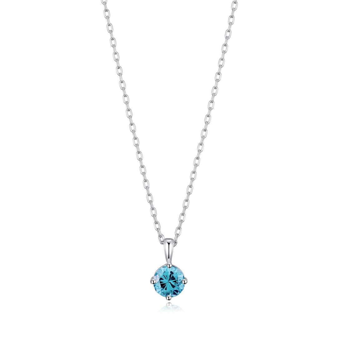Sterling Silver Light Blue Necklace Created with Zircondia® Crystals - Philip Jones Jewellery