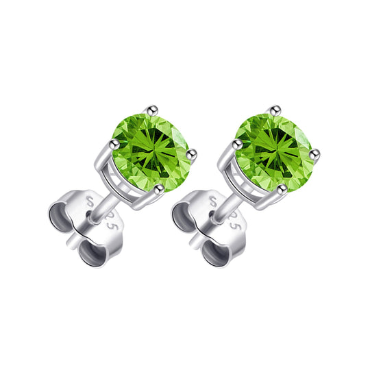 Sterling Silver Light Green Earrings Created with Zircondia® Crystals - Philip Jones Jewellery