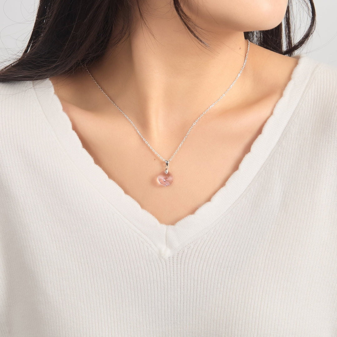 Sterling Silver Light Pink Necklace Created with Zircondia® Crystals - Philip Jones Jewellery