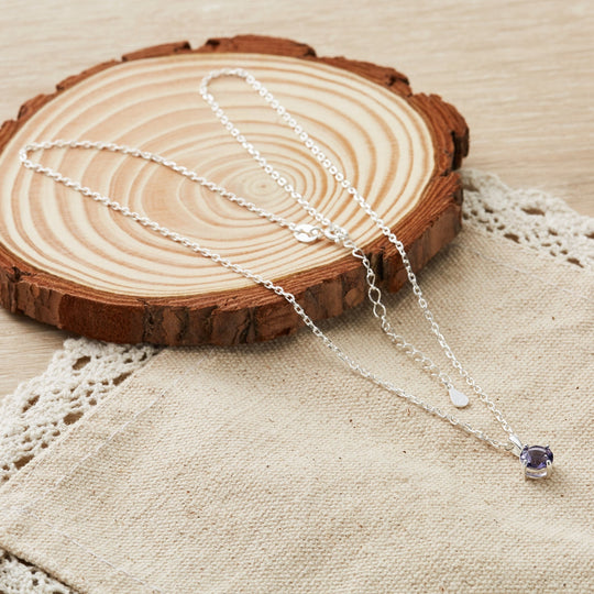 Sterling Silver Light Purple Necklace Created with Zircondia® Crystals - Philip Jones Jewellery