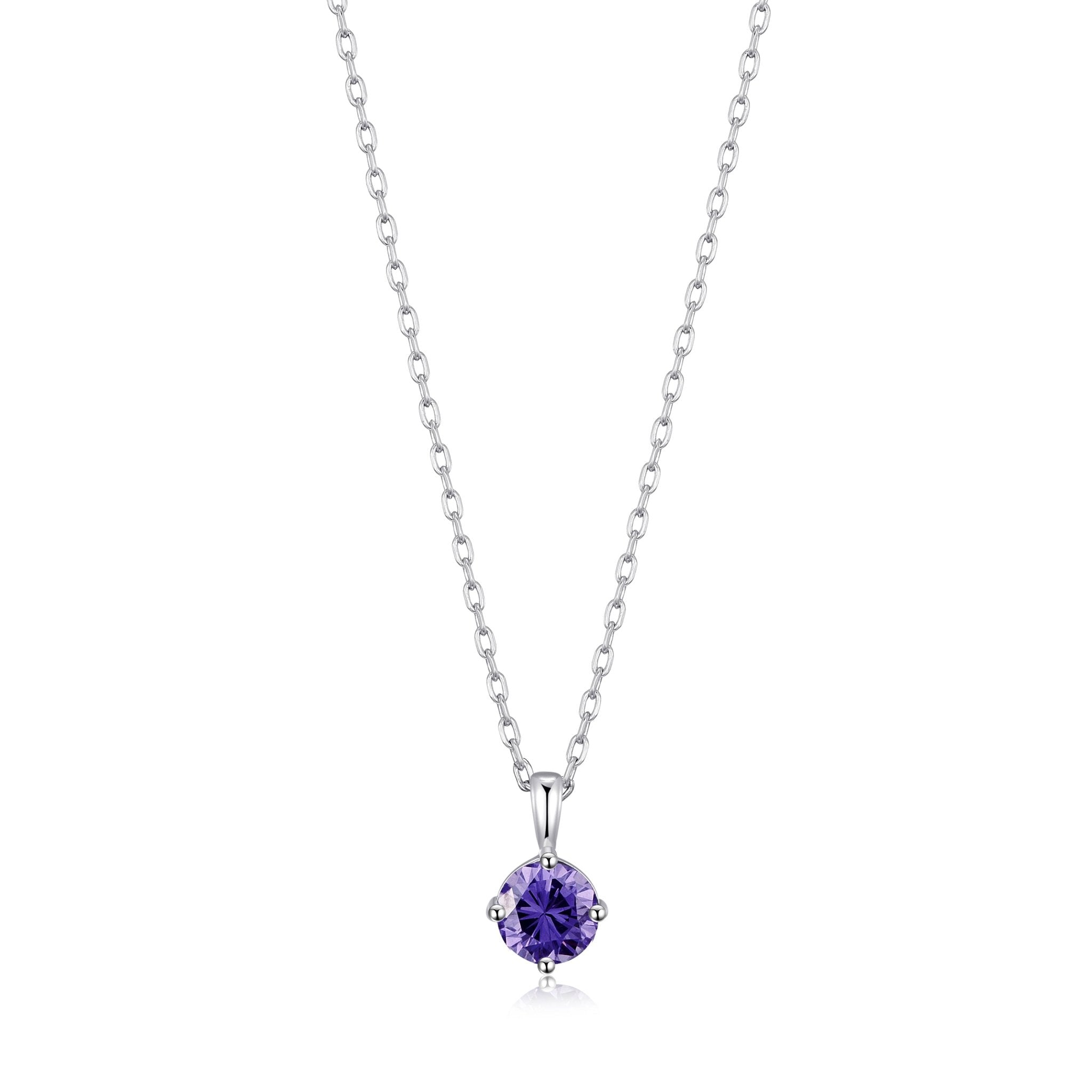 Sterling Silver Light Purple Necklace Created with Zircondia® Crystals - Philip Jones Jewellery